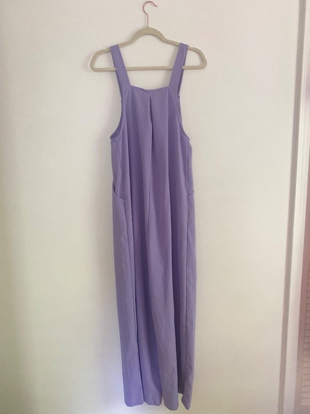 Lavender Wide-Leg Sleeveless Jumpsuit With Adjustable Straps & Pockets Size M - Picture 5 of 6